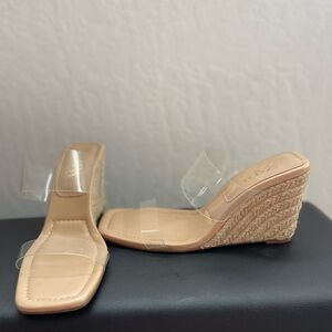 Zara Clear Strap Tan Wedges
